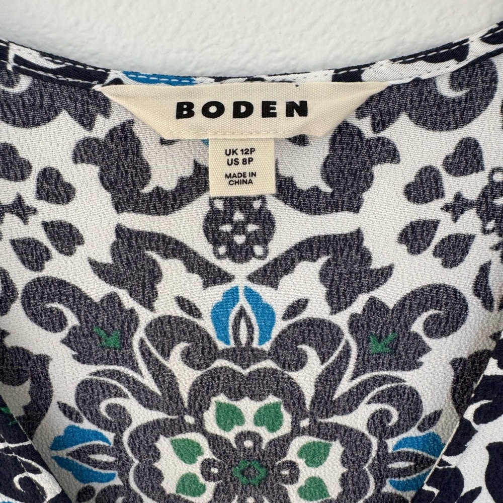 Boden Tiered Hem Maxi Dress- Navy Opulent Pome- Size 8P - Picture 5 of 9